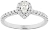 .53CT DIAMOND 14KT WHITE GOLD ROUND & PEAR SHAPE CLASSIC HALO ENGAGEMENT 3D RING