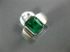 ESTATE LARGE 1.65CT AAA EMERALD 18KT WHITE GOLD SOLITAIRE BEZEL ENGAGEMENT RING
