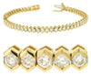 ESTATE 6.0CT DIAMOND 14KT YELLOW GOLD 3D ROUND HEXAGON CHANNEL TENNIS BRACELET