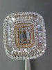 4.34CT DIAMOND 18K WHITE & ROSE GOLD 3D ROUND & BAGUETTE BALLERINA COCKTAIL RING
