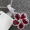 1CT DIAMOND & AAA RUBY 18K WHITE GOLD PEAR SHAPE CLASSIC FLOWER FILIGREE PENDANT