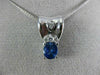 ESTATE .78CT DIAMOND & AAA OVAL SAPPHIRE 14K WHITE GOLD FLOATING PENDANT #11446