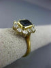 ESTATE 1.60CT DIAMOND & EMERALD CUT SAPPHIRE 18K YELLOW GOLD ENGAGEMENT RING 126