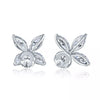 .68CT DIAMOND 18KT WHITE GOLD 3D MARQUISE SHAPE 4 PETAL FLOWER STUD EARRINGS
