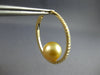 ESTATE LARGE .55CT DIAMOND & AAA GOLDEN SOUTH SEA PEARL 18KT YELLOW GOLD HOOP EARRINGS