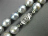 ESTATE LONG 14KT WHITE GOLD AAA GRAY TAHITIAN PEARL 3D FILIGREE NECKLACE #26602