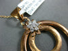 ESTATE LARGE .19CT DIAMOND 18KT ROSE GOLD FLOWER CIRCLE OF LIFE FLOATING PENDANT