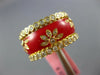 WIDE 1.46CT DIAMOND & RED ENAMEL 18KT YELLOW GOLD MULTI FLOWER ETERNITY FUN RING