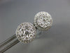 LARGE .77CT DIAMOND 18KT WHITE GOLD 3D ROUND CLUSTER HALO CLASSIC STUD EARRINGS
