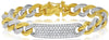 3.65CT DIAMOND 18KT 2 TONE GOLD 3D CLASSIC PAVE BAR CUBAN UNISEX TENNIS BRACELET