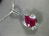 ESTATE 1.54CT DIAMOND & AAA RUBY 14K WHITE GOLD CLASSIC TEAR DROP PENDANT #12091