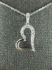 ESTATE .20CT DIAMOND 18KT WHITE GOLD 3D SIDEWAYS HEART FLOATING LOVE PENDANT