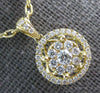 ESTATE .51CT DIAMOND 18KT YELLOW GOLD 3D CLASSIC CLUSTER FLOWER HALO PENDANT