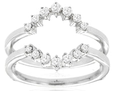 .33CT DIAMOND 14KT WHITE GOLD ROUND SHARED PRONG V SHAPE INSERT ANNIVERSARY RING