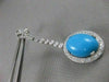 ESTATE 1.40CT DIAMOND & TURQUOISE 14K WHITE GOLD FILIGREE HANGING EARRINGS 20409