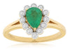 .89CT DIAMOND & AAA EMERALD 14K YELLOW GOLD PEAR SHAPE & ROUND FILIGREE FUN RING