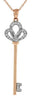 ESTATE .10CT DIAMOND 14KT WHITE & ROSE GOLD 3D KEY TO YOUR HEART LOVE PENDANT