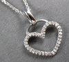 ESTATE .10CT DIAMOND 14KT WHITE GOLD 3D CLASSIC OPEN HEART LOVE FLOATING PENDANT