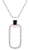ESTATE .28CT DIAMOND 18KT WHITE GOLD OPEN OVAL RECTANGULAR FUN FLOATING PENDANT