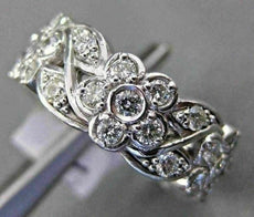 ESTATE WIDE 2.31CT DIAMOND 14KT WHITE GOLD 3D FLOWER FILIGREE ETERNITY RING 1356