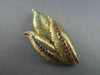 ANTIQUE LARGE 3.50CT AAA SAPPHIRE RUBY & EMERALD LEAF 18KT Y GOLD BROOCH #1883