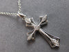 ESTATE .03CT DIAMOND 14KT WHITE GOLD 3D CLASSIC FILIGREE CROSS FLOATING PENDANT