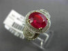 ESTATE LARGE EGL 3.76CT DIAMOND & RUBY 18K TWO TONE GOLD 3 STONE ENGAGEMENT RING