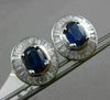 ESTATE 3.38CT DIAMOND & AAA SAPPHIRE 18K WHITE GOLD OVAL HALO CLIP ON EARRINGS