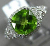 WIDE 1.70CT DIAMOND & AAA PERIDOT 14KT WHITE GOLD OPEN FILIGREE ENGAGEMENT RING