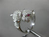 ESTATE LARGE 1.67CT DIAMOND & AAA RUBY 14KT WHITE GOLD 3D HAPPY TIGER FUN RING
