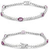 3.60CT DIAMOND & AAA PINK SAPPHIRE 18KT WHITE GOLD OVAL & ROUND TENNIS BRACELET