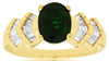 2.6CT DIAMOND & AAA GREEN GARNET 14K YELLOW GOLD OVAL & BAGUETTE ENGAGEMENT RING