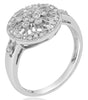 ESTATE .15CT DIAMOND 14KT WHITE GOLD 3D OPEN FILIGREE FLOWER CIRCULAR FUN RING