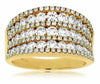 ESTATE WIDE 1.92CT DIAMOND 14KT YELLOW GOLD 3D MULTI ROW ROUND ANNIVERSARY RING