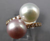 WIDE .25CT DIAMOND & AAA WHITE & PINK SOUTH SEA PEARL 18KT ROSE GOLD LOVE RING
