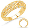 WIDE .45CT DIAMOND 14KT YELLOW GOLD MULTI FLOWER OPEN FILIGREE ANNIVERSARY RING