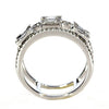 WIDE .85CT DIAMOND 18KT WHITE GOLD ROUND & BAGUETTE CLUSTER DOUBLE BAND FUN RING
