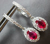 1.76CT DIAMOND & AAA RUBY 14KT WHITE GOLD OVAL & ROUND FLOWER HANGING EARRINGS