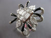 EXTRA LARGE 3.94CT DIAMOND & BLACK ENAMEL 18K WHITE GOLD 3D FLOWER COCKTAIL RING