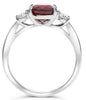 ESTATE 3.53CT DIAMOND & AAA RUBY PLATINUM OVAL 3 STONE CLASSIC ENGAGEMENT RING