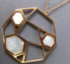 LARGE .25CT DIAMOND & AAA MOTHER OF PEARL 14KT ROSE GOLD 3D OCTAGON FUN NECKLACE