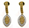 .70CT WHITE & FANCY YELLOW DIAMOND 18KT TWO TONE GOLD MARQUISE HANGING EARRINGS