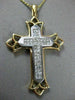 ESTATE LARGE 1.0CT PRINCESS DIAMOND 14KT WHITE & YELLOW GOLD CROSS PENDANT #6289