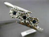 ESTATE WIDE 2.60CT DIAMOND & SAPPHIRE 14KT WHITE GOLD 3 FLOWER BANGLE BRACELET