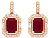 2.56CT DIAMOND & AAA RUBY 14KT ROSE GOLD 3D EMERALD CUT & ROUND HANGING EARRINGS