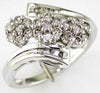 .66CT DIAMOND 14K WHITE GOLD ROUND & BAGUETTE 3 FLOWER DIAGONAL CRISS CROSS RING