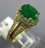 LARGE 1.40CT DIAMOND & AAA EMERALD 14KT YELLOW GOLD 3D OVAL HALO ENGAGEMENT RING