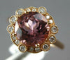 ESTATE 2.42CT DIAMOND & AAA PINK TOURMALINE 14KT ROSE GOLD ROUND ENGAGEMENT RING