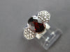 1.90CT DIAMOND & AAA GARNET 14KT WHITE GOLD 3D OVAL & ROUND SEMI BEZEL LOVE RING