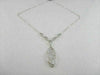 ANTIQUE 18KT WHITE LEAF DROP FILIGREE DIAMOND NECKLACE